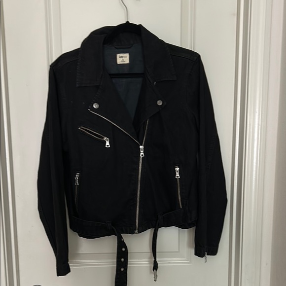 GAP Black Denim Women's Moto Jacket - Picture 3 of 5